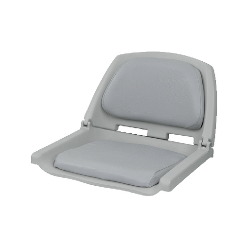 Deluxe Molded Plastic Fold-Down Seat w/Cushions, Gray/Gray